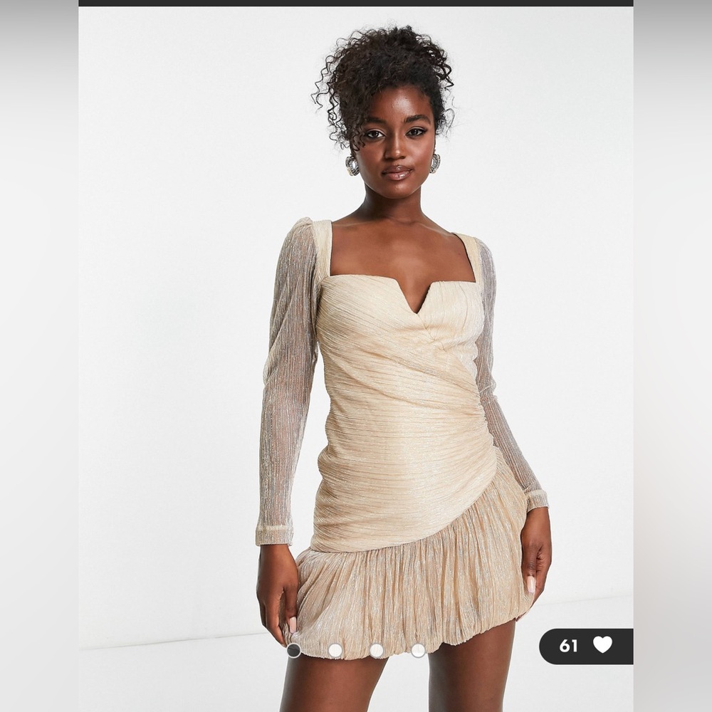ASOS Ever New ruched metallic bubble hem mini dress